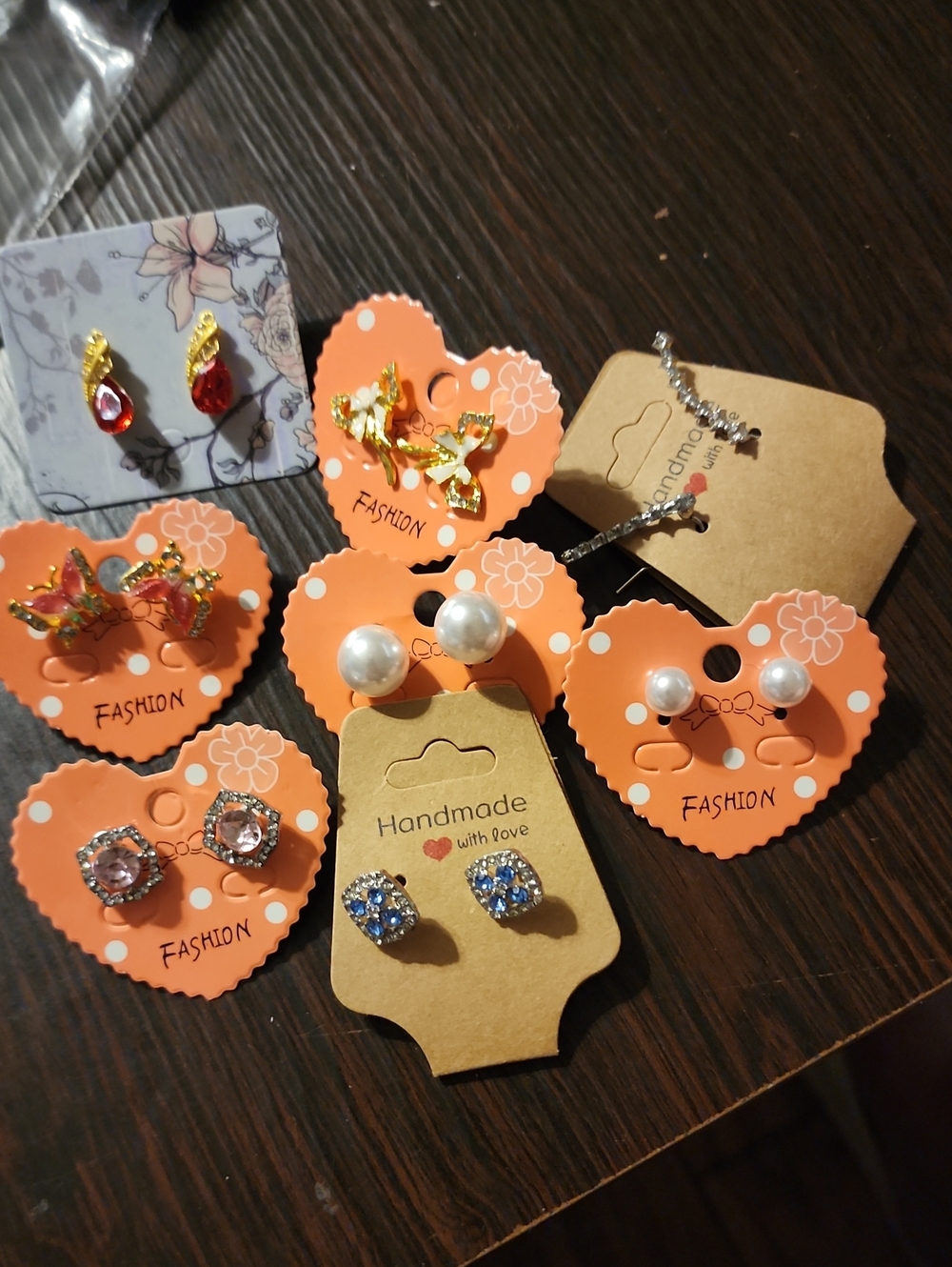 Handmade Pearl and Gem Kids Earring Set - Assorted Colors